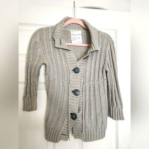 Y2K Aeropostale Cardigan S Bella Chunky Cable Knit Button 3/4 Sleeve Gray Swan